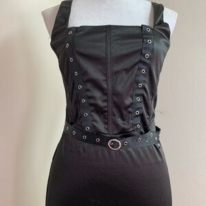 Black Corset-Style Dress with Belt size L